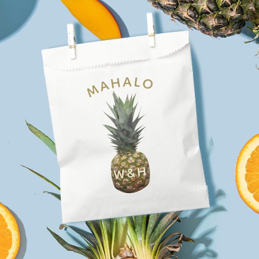 Tropische ananas Mahalo Dank u voor de tas Bedankzakje
