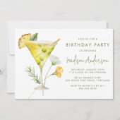 Tropische Ananas Martini Cocktail Verjaardagsfeest Kaart (Voorkant)