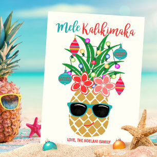 Tropische Ananas Mele Kalikimaka Kerstmis Feestdagenkaart
