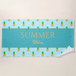 Tropische Ananas met Zomer Vibes Aangepaste Tekst Strandlaken