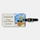 Tropische ananas met zonnebril bagagelabel (Voorkant horizontaal)