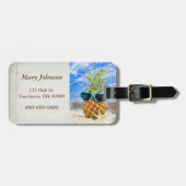 Tropische ananas met zonnebril bagagelabel (Voorkant horizontaal)