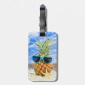 Tropische ananas met zonnebril bagagelabel (Achterkant verticaal)