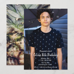 Tropische Ananas Moderne Foto Verjaardagsfeestje Kaart