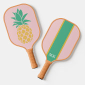 Tropische ananas monogram streep pickleball paddle