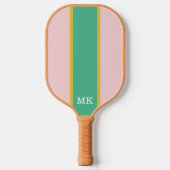 Tropische ananas monogram streep pickleball paddle (Voorkant)