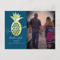 Tropische Ananas Navy Save the Date Foto