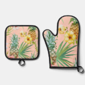 tropische ananas ovenwant & pannenlap set (Voorkant)