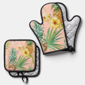 tropische ananas ovenwant & pannenlap set (Voorkant / Achterkant)