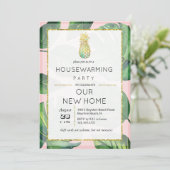 Tropische ananas Palm Housewarming uitnodiging (Staand voorkant)