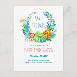 Tropische Ananas Palms Beach Save the Date Aankondigingskaart
