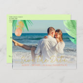 Tropische ananas perzikkleurige bruiloft save date aankondigingskaart (Voorkant / Achterkant)