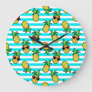 Tropische ananas: Retro zonnebril patroon. Grote Klok