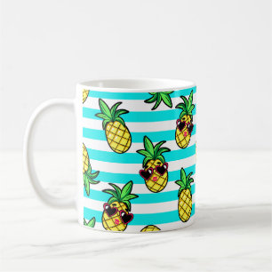 Tropische ananas: Retro zonnebril patroon. Koffiemok