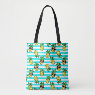 Tropische ananas: Retro zonnebril patroon. Tote Bag