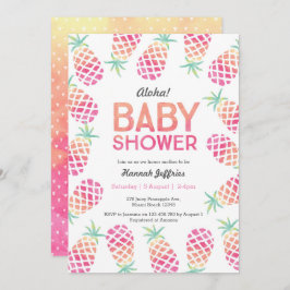 Tropische ananas roze Baby shower Uitnodiging