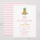 Tropische Ananas Roze Bloemen Bruid Kaart (Voorkant / Achterkant)