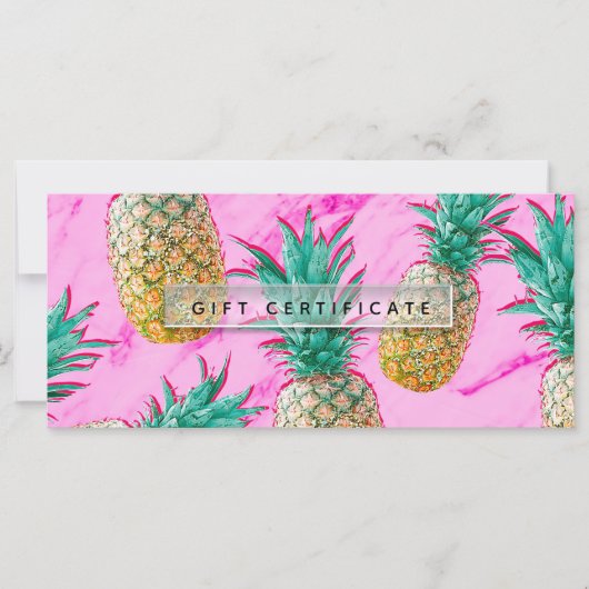 Tropische Ananas & Roze Marmer Cadeaubon (Voorkant)