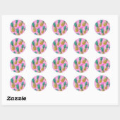 Tropische Ananas & Roze Marmer Chique Party Favor Ronde Sticker (Vel)