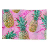 Tropische Ananas & Roze Marmer Modern Kleurrijk Kussensloop (Achterkant)
