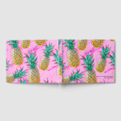 Tropische ananas & roze marmeren chique bruiloft gastenboek (Volledig)