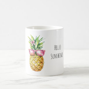 Tropische Ananas Roze Zonnebril Hallo Zonneschijn Koffiemok