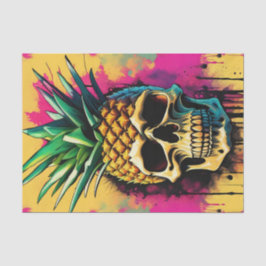 Tropische Ananas Schedel Neon Decoupage Papier