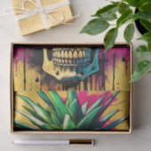 Tropische Ananas Schedel Neon Decoupage Papier (Geschenk)