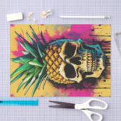 Tropische Ananas Schedel Neon Decoupage Papier (Craft)