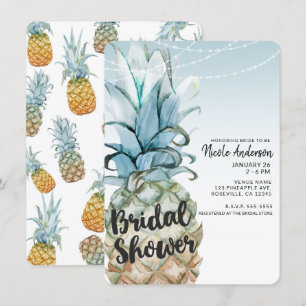 Tropische Ananas & Slingerlicht Bruidsdouche Kaart
