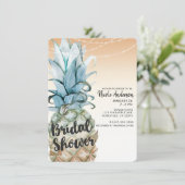 Tropische Ananas & Slingerlichtjes Bruidsdouche Kaart (Staand voorkant)