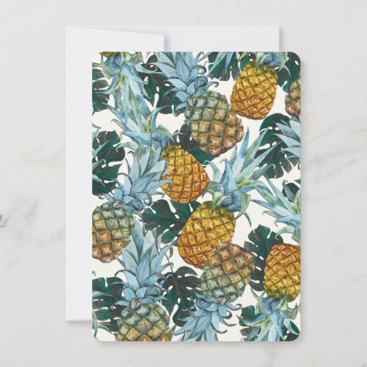 Tropische Ananas & Slingerlichtjes Zomer Luau BBQ Kaart (Achterkant)