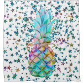 Tropische Ananas Sterren Kleurensplash Douchegordijn (Voorkant)