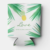 Tropische ananas strand bewerkbare kleur bruiloft blikjeskoeler (Voorkant)