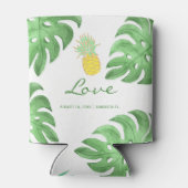 Tropische ananas strand bewerkbare kleur bruiloft blikjeskoeler (Achterkant)