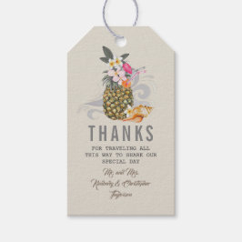 Tropische ananas strand bruiloft cadeaulabel