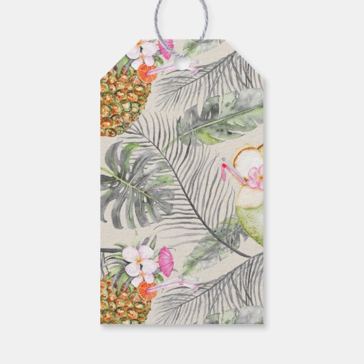 Tropische ananas strand bruiloft cadeaulabel (Achterkant)