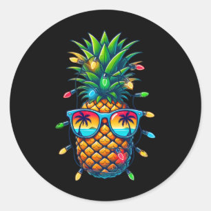 Tropische Ananas Sungl Kerstlichtjes Kerstmis In Ronde Sticker