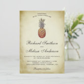 Tropische ananas trouwuitnodiging vintage kaart (Staand voorkant)
