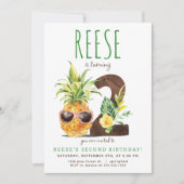 Tropische Ananas Tweede Verjaardag Uitnodiging (Voorkant)