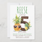 Tropische ananas Vijfde verjaardag uitnodiging (Voorkant)