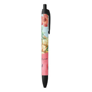 Tropische Ananas Watermeloen Hibiscus Zwarte Inkt Pen
