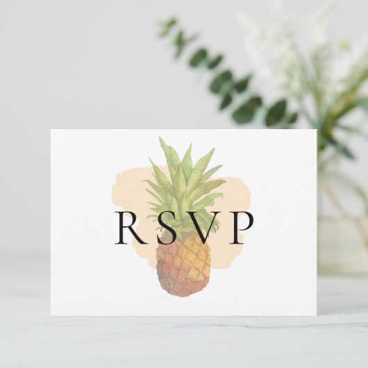 Tropische Ananas Waterverf Bruiloft Menu Keuze (Staand voorkant)