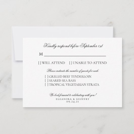 Tropische Ananas Waterverf Bruiloft Menu Keuze (Achterkant)