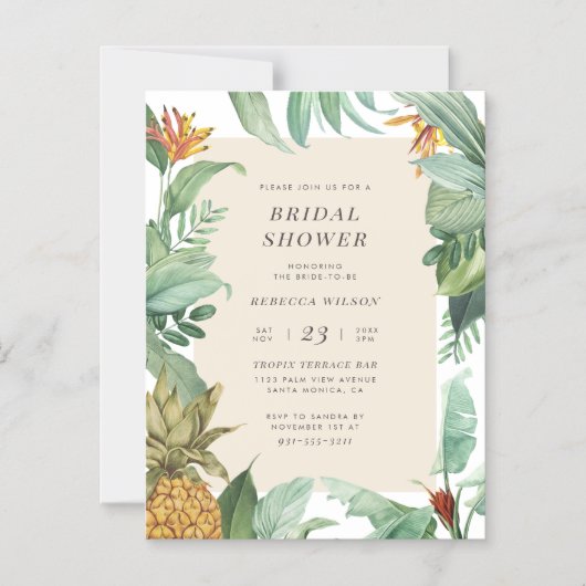 Tropische Ananas Waterverf Zomer Vrijgezellenfeest Magnetische Uitnodiging (Voorkant)