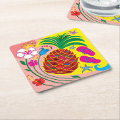 Tropische Ananas Zomer Kartonnen Onderzetters (Schuin)