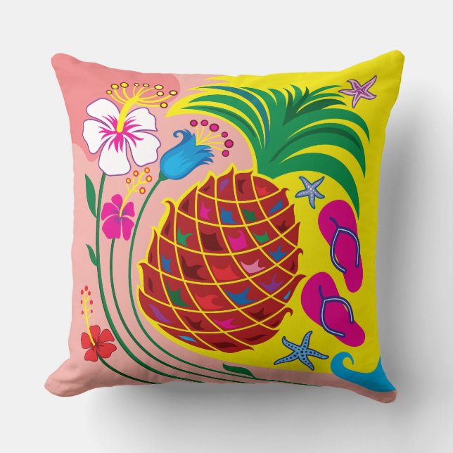 Tropische Ananas Zomer Kussen (Voorkant)