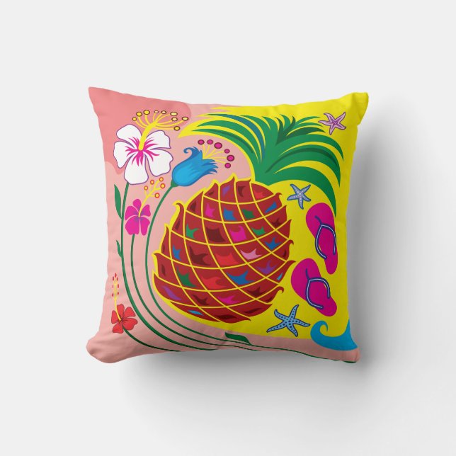 Tropische Ananas Zomer Kussen (Voorkant)