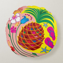 Tropische Ananas Zomer Rond Kussen