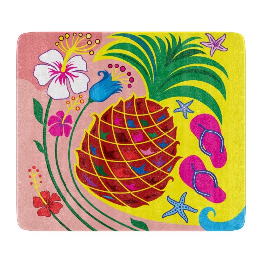 Tropische Ananas Zomer Snijplank (Voorkant)